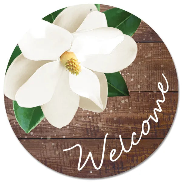 12 Inch Metal Welcome Magnolia Sign