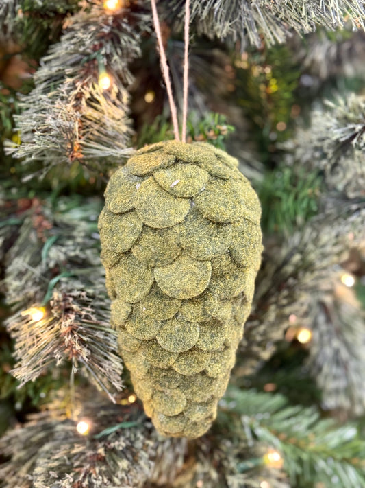 7 Inch Mossy Green Pinecone Ornament