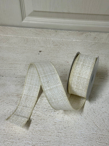 1.5 Inch By 10 Yard Tan And Ivory Tweed Ribbon