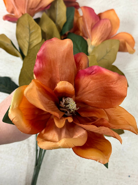 23 Inch Rust Magnolia Floral Bush