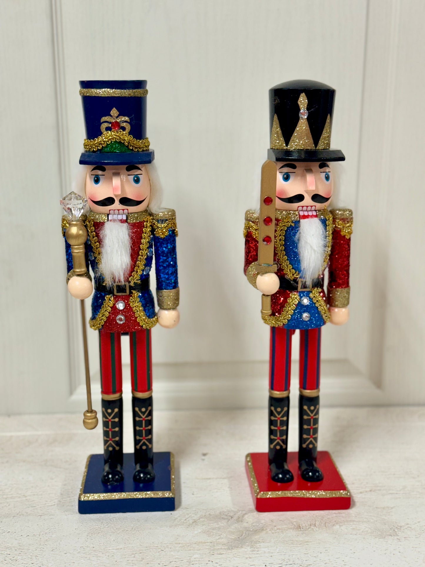 15 Inch Red And Blue Wood Standing Nutcracker Two Styles