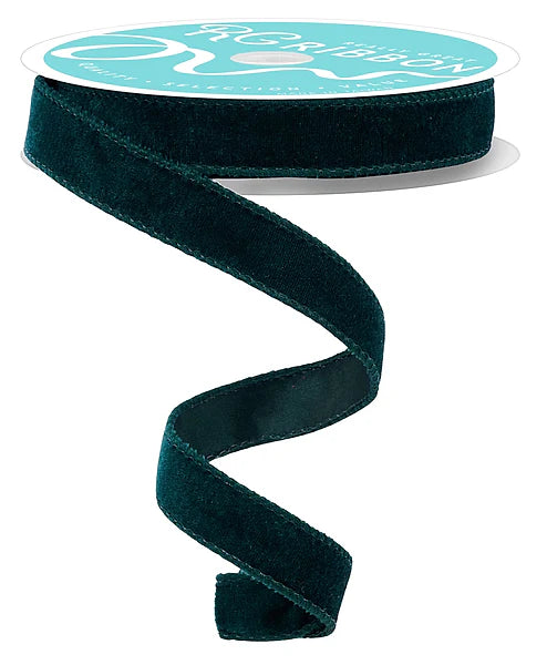 7/8 Inch By 10 Yard Hunter Green Deluxe Velvet With Satin Backing Ribbon