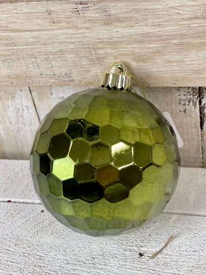 5 Inch Shiny Moss Green Honeycomb Ornament Ball
