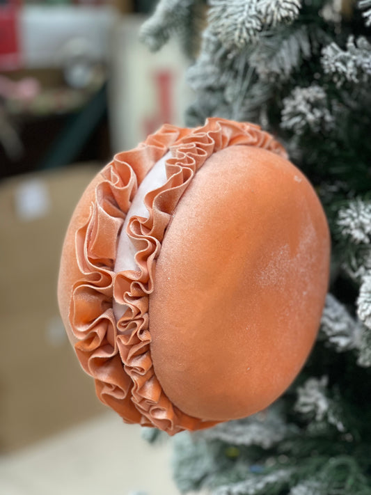 8.5 Inch Peach Orange Fabric Scrumptious Macaroon Ornament