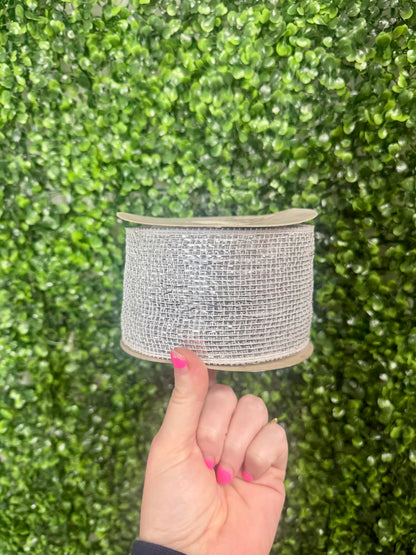 3 Inch by 20 Yards White with Silver Glamour Designer Netting