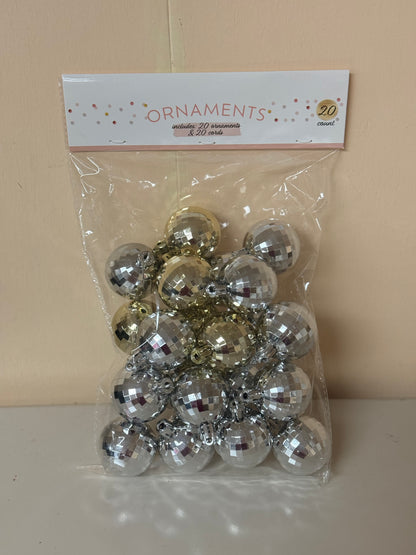 Gold And Silver Small Disco Ball Ornament Pack