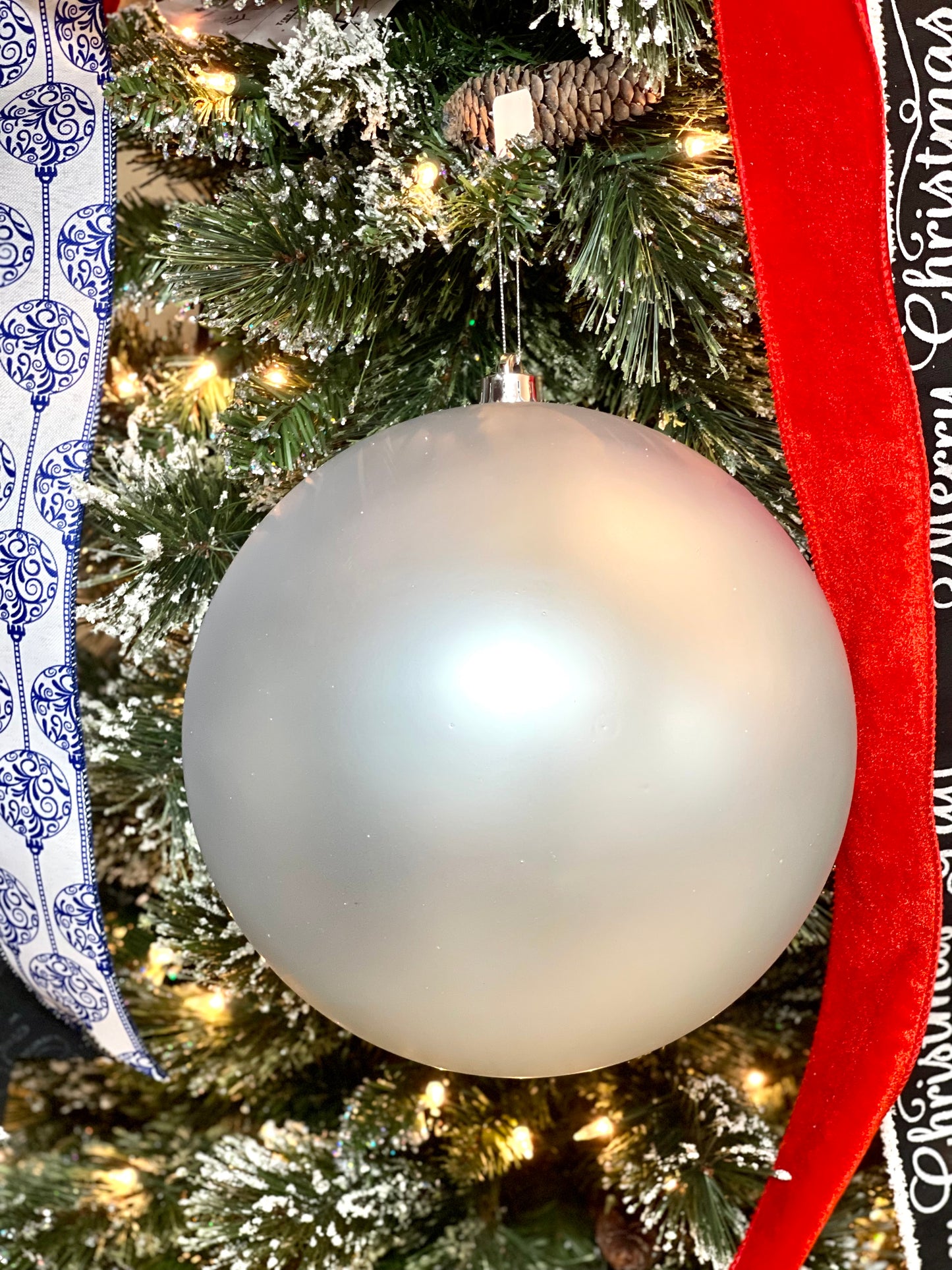10 Inch Smooth Matte Silver Ornament Ball