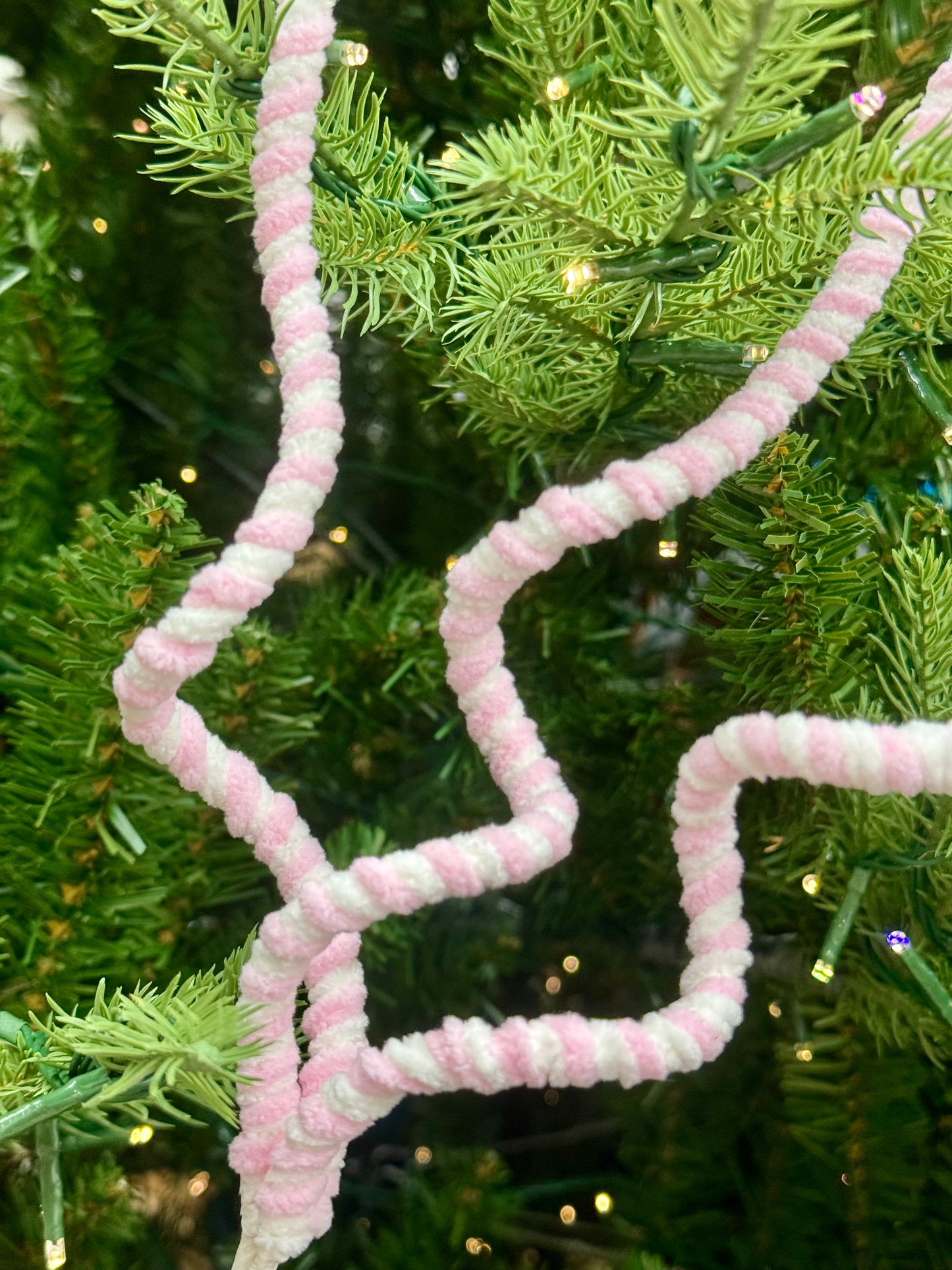 26 Inch Pink And White Chenille Curly Spray