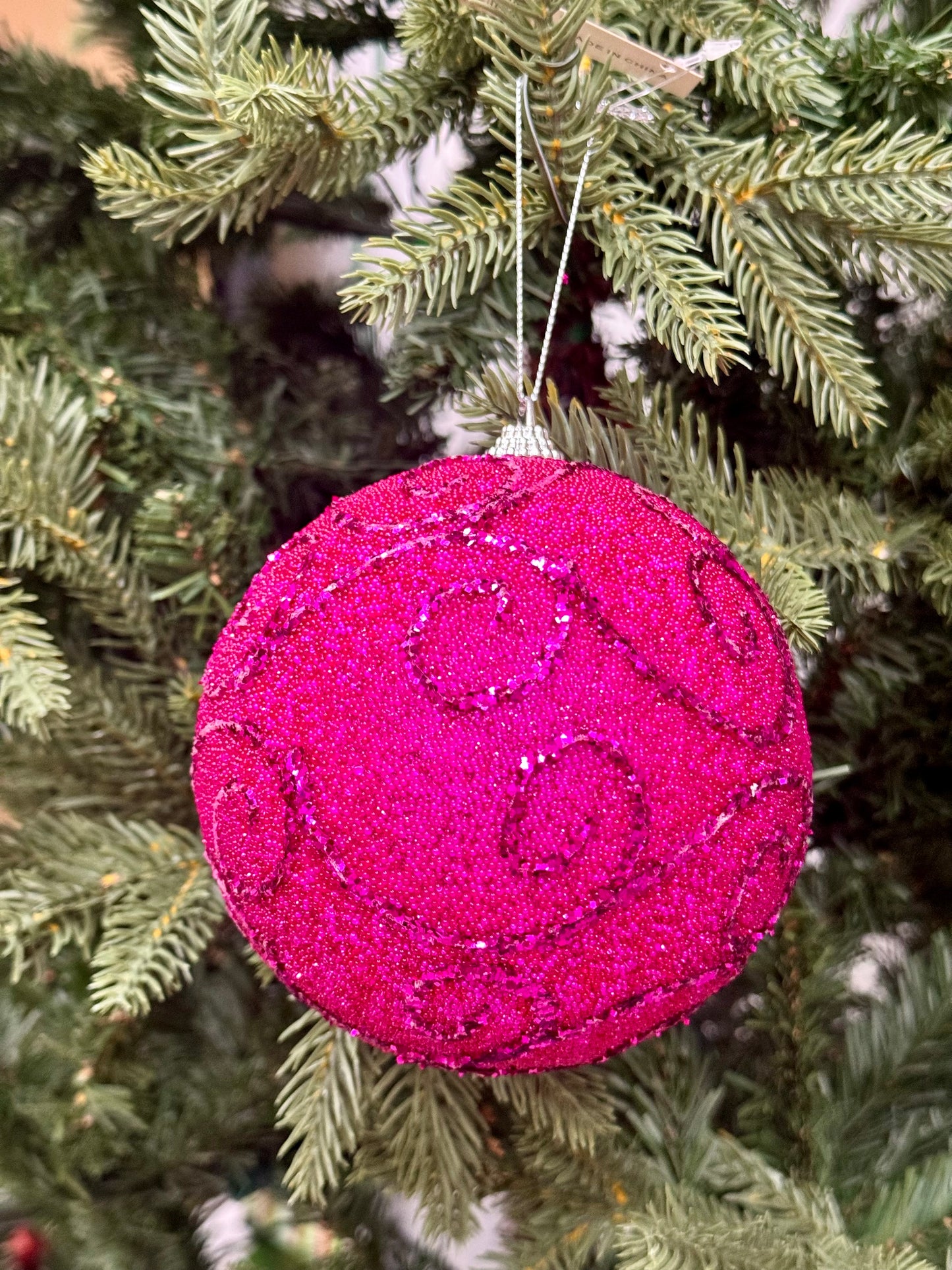 5 Inch Beauty Pink Beaded Ornament Ball