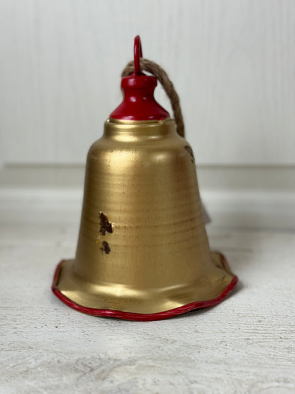 Medium Gold And Red Ruffle Bell Hang