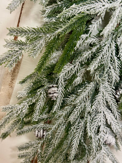 26 Inch Flocked Norfolk With Pinecones Teardrop