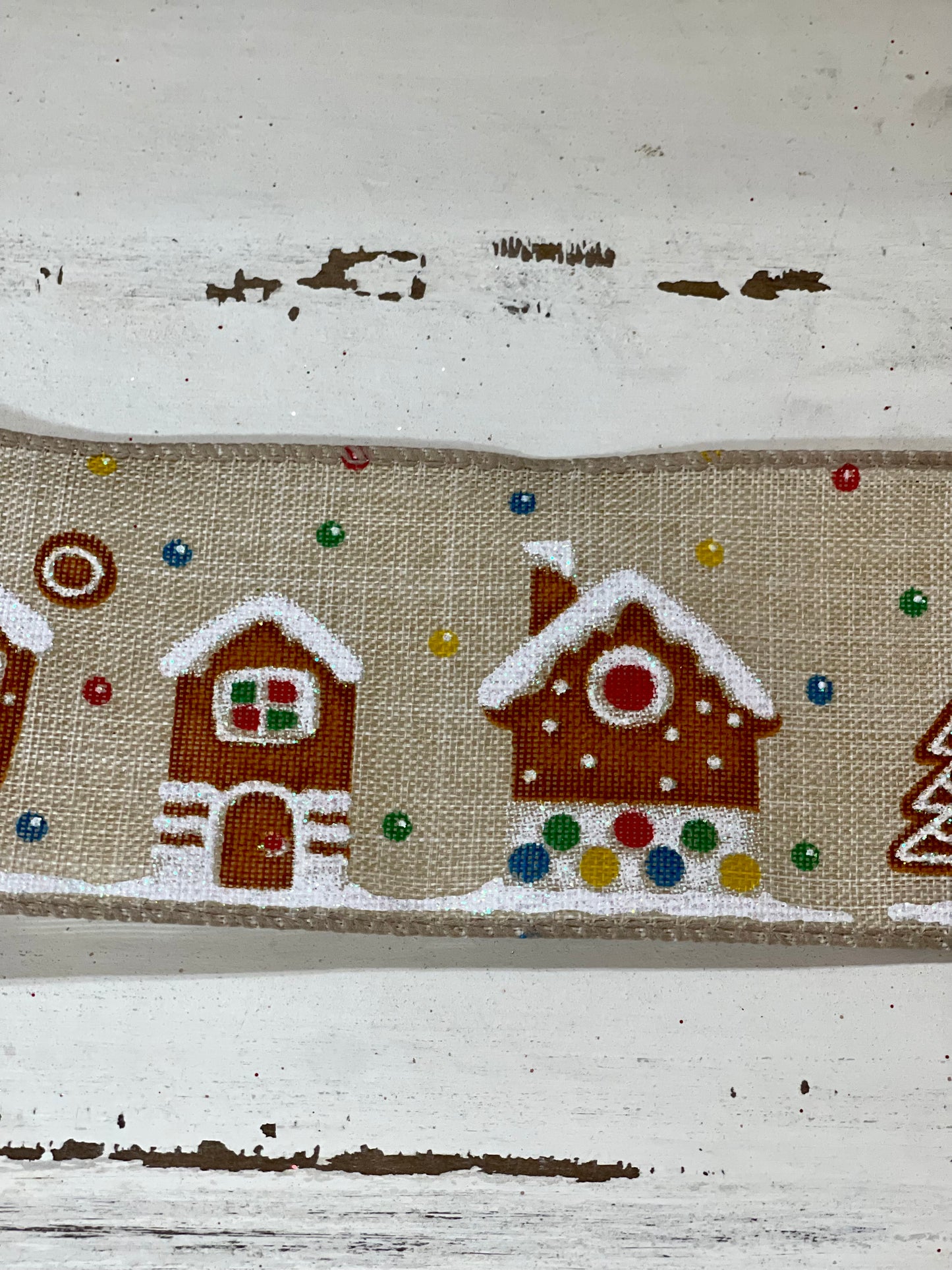 2.5 Inch Ribbon With Gingerbread Houses