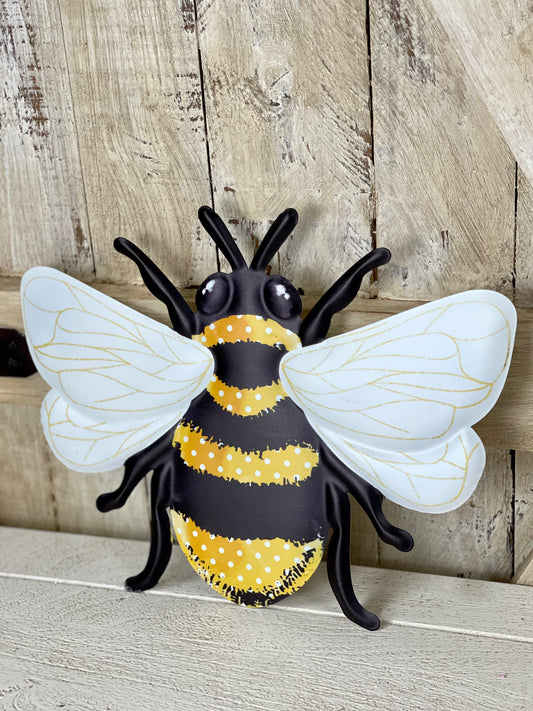 12 Inch Metal Embossed Polka Dot Bee