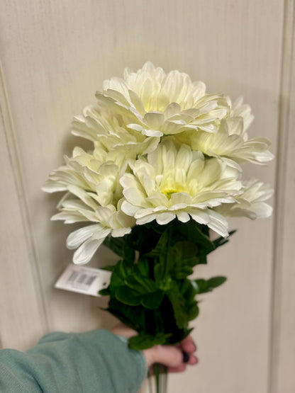 21 Inch Cream Gerbera Daisy Floral Bush