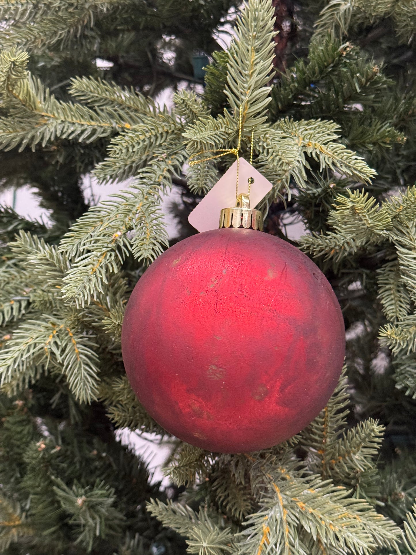 5 Inch Antique Wash Red Ornament Ball