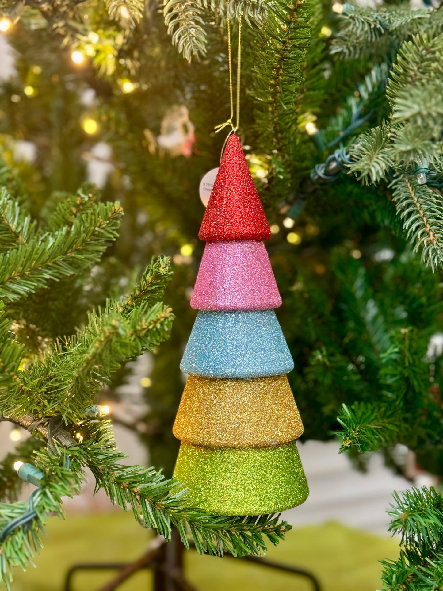 8.75 Inch Gorgeous Glitter Multi Color Christmas Tree Ornament