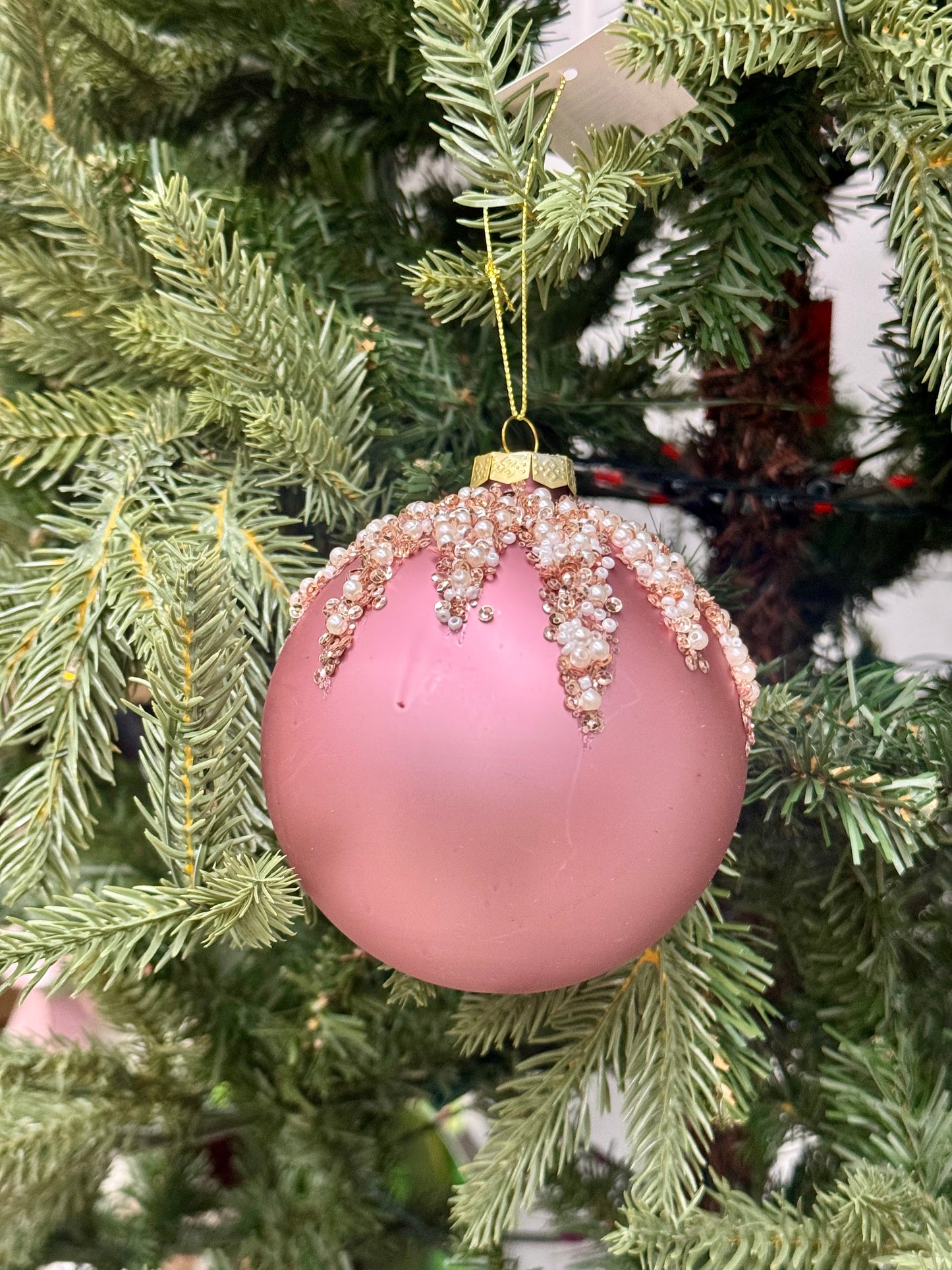 4-7 Inch Matte Rose Glitter Glass Ornament Three Styles