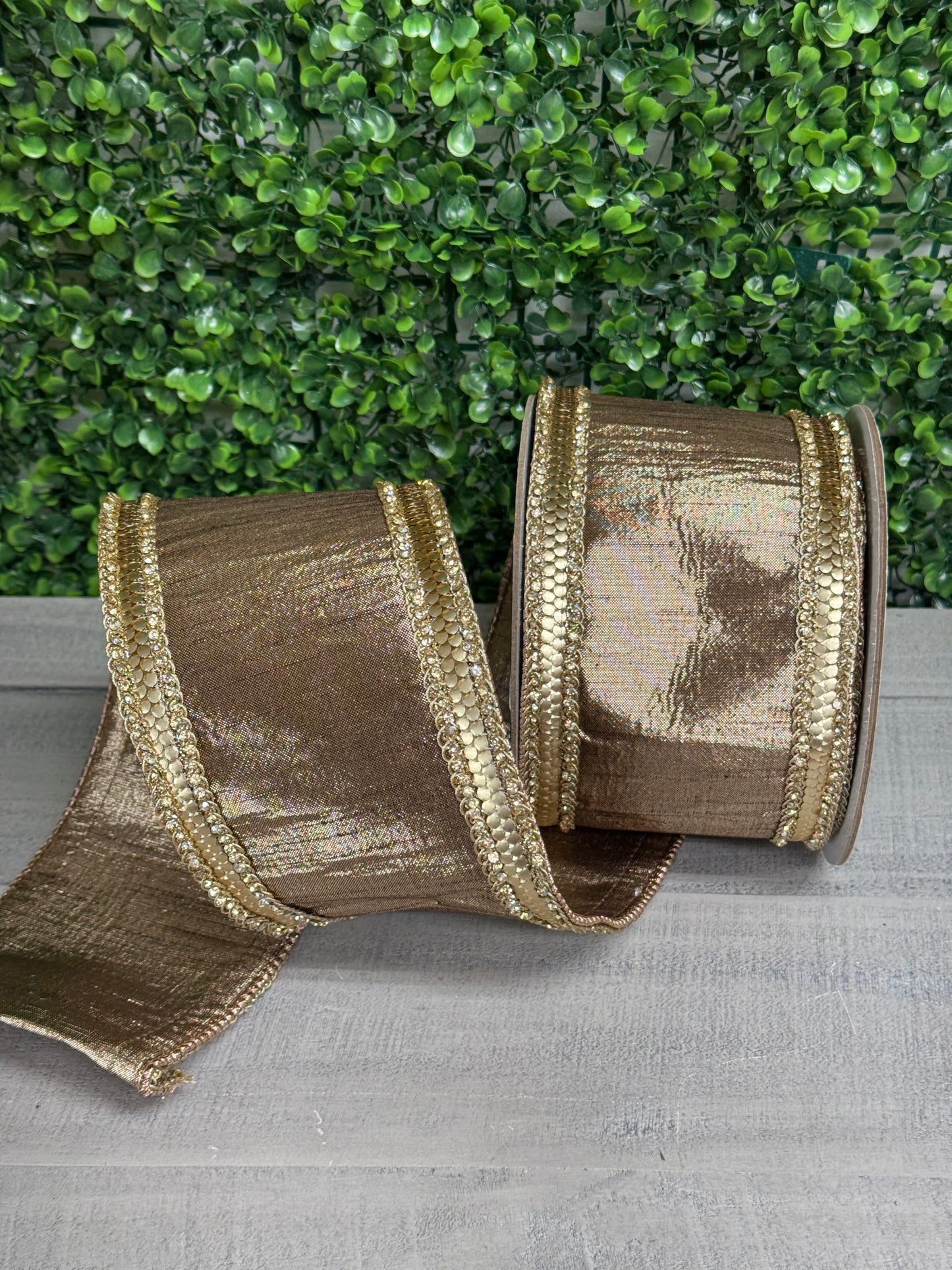 Farrisilk 4 Inch By 5 Yard Cappuccino Diamond Riveria Ribbon
