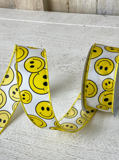 1.5 Inch By 10 Yard Smiley Face Ribbon