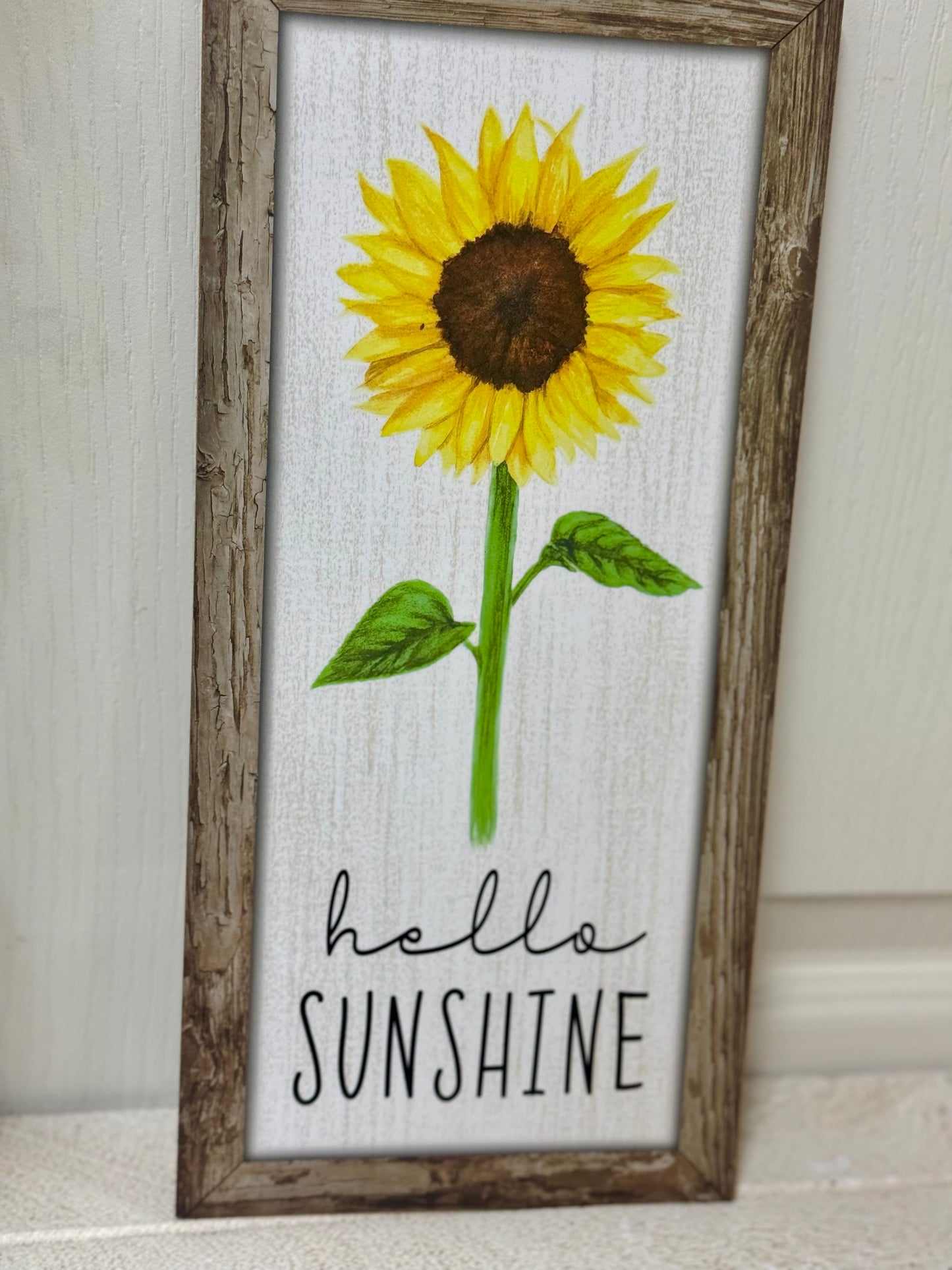 Hello Sunshine Sunflower Wood Wreath Sign