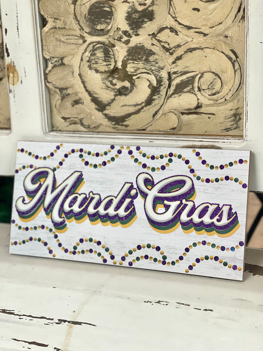 Retro Mardi Gras Wood Sign