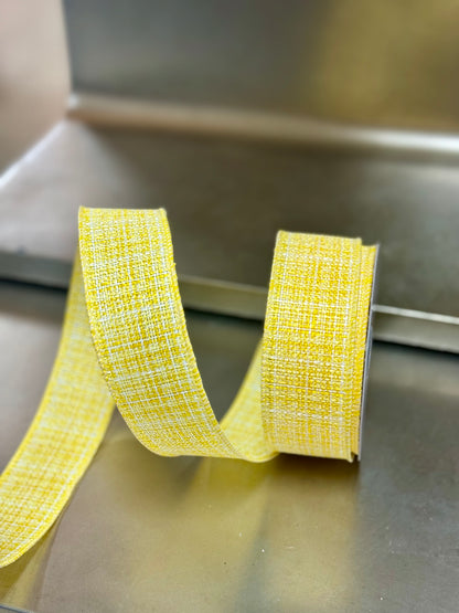 1.5 Inch By 10 Yard Yellow Cross Check Ribbon