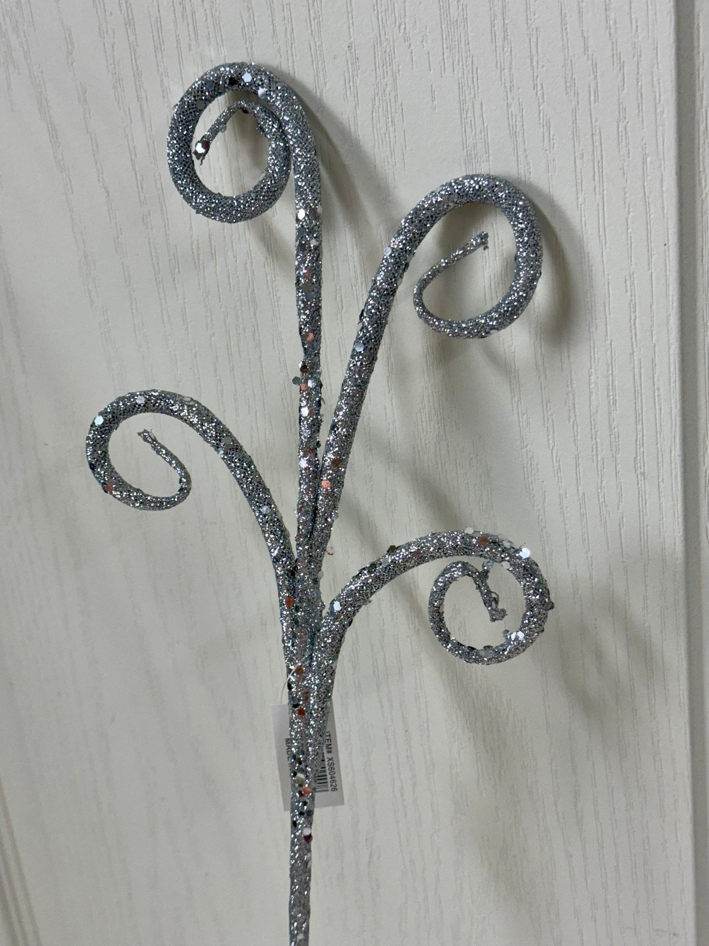 21 Inch Silver Curly Glitter Tubing Spray