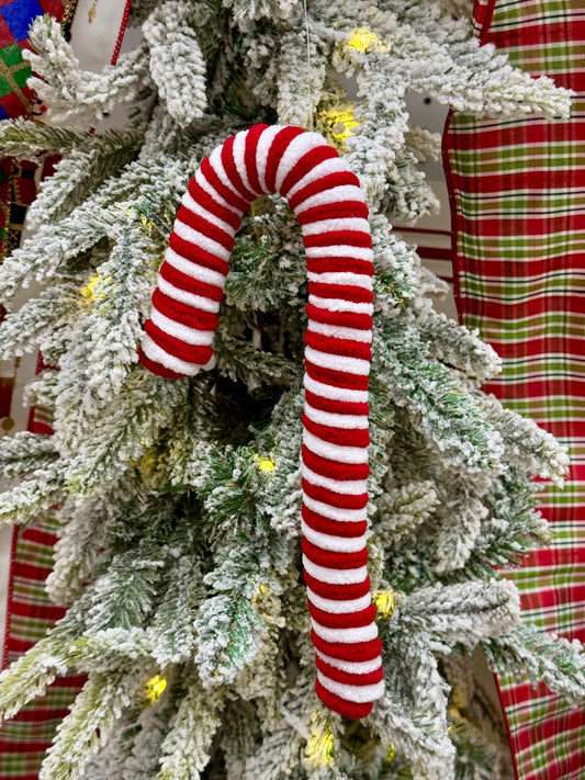 9.25 Inch Red And White Rope Candy Cane Ornament