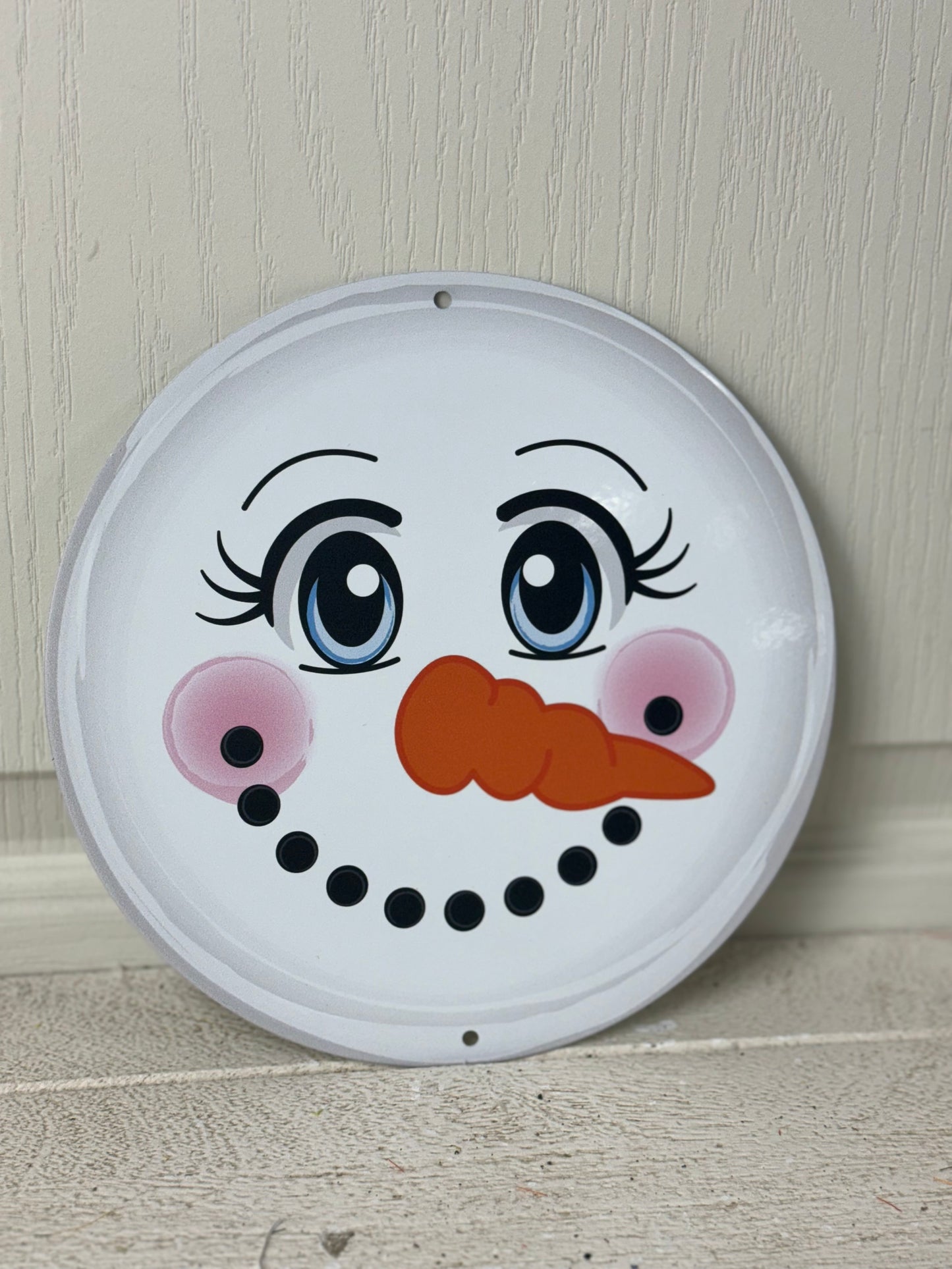 8 Inch Metal Snowman Face Sign