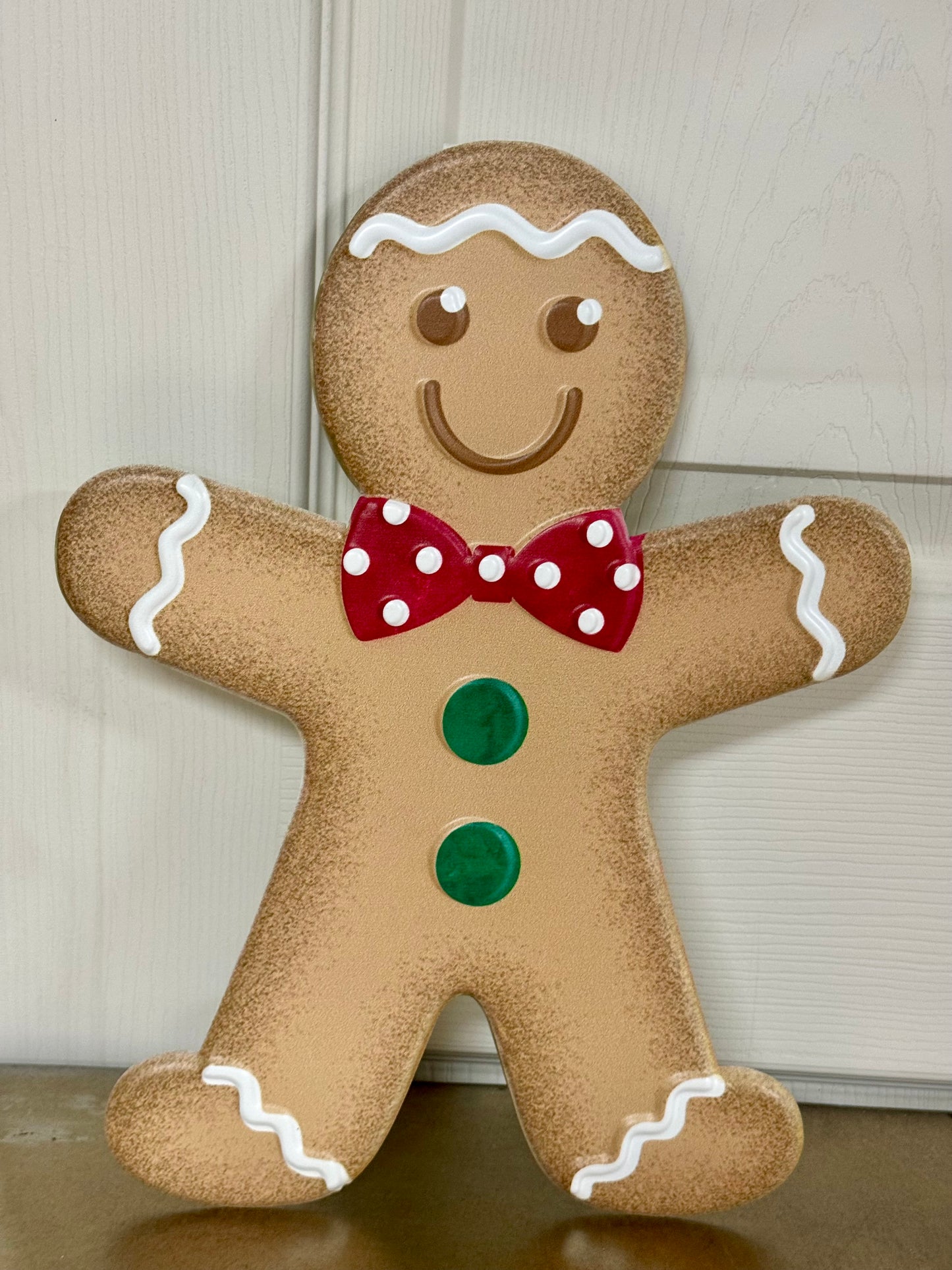 12 Inch Red And Green Metal Gingerbread Boy Sign