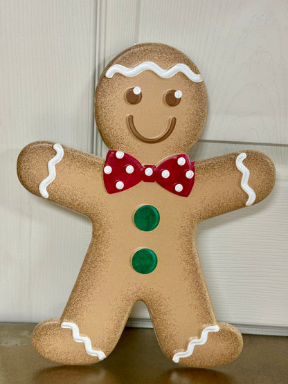 12 Inch Red And Green Metal Gingerbread Boy Sign