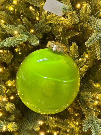 6 Inch Lime Green Lacquer Glass Look Ornament
