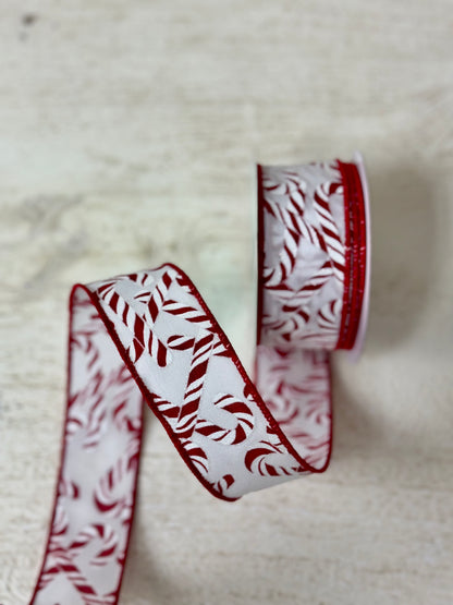 1.5 Inch By 10 Yard Red And White Candy Cane Ribbon