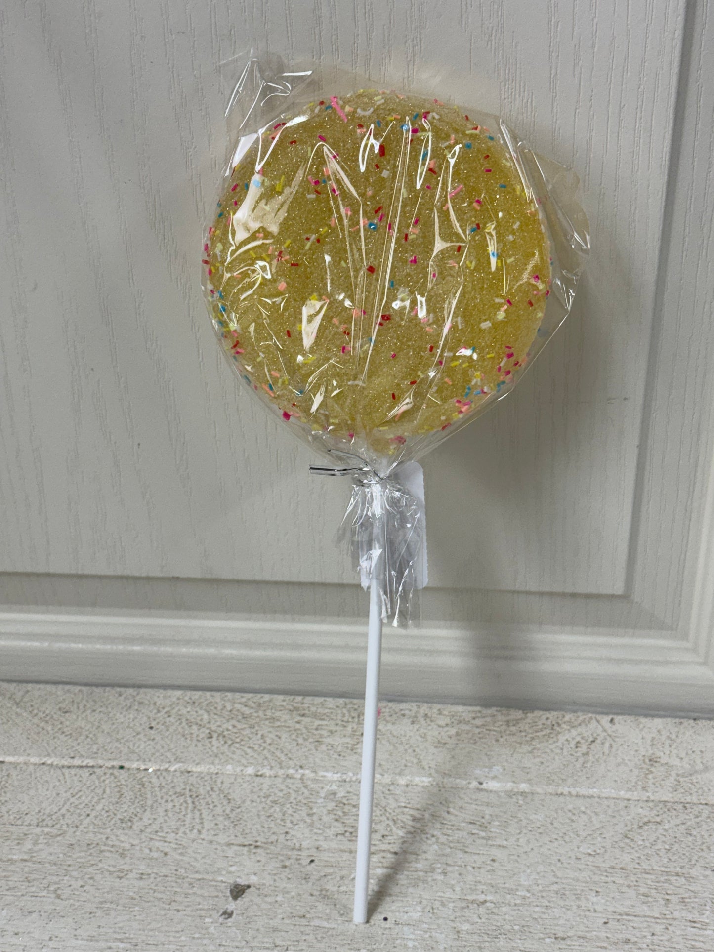 5 Inch Yellow Glitter Sprinkle Lollipop Stick