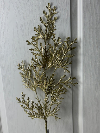 28.5 Inch Gold Glitter Lycopodium Spray