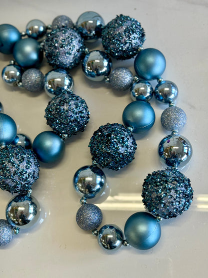 72 Inch Smoke Blue Ball Garland