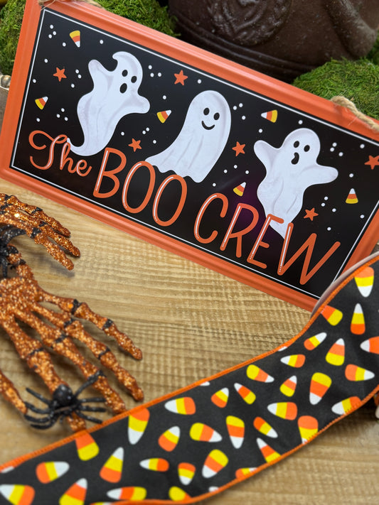 12 Inch Halloween Boo Crew Tin Sign