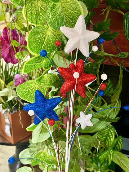 29 Inch Red White And Blue Glitter Star Spray