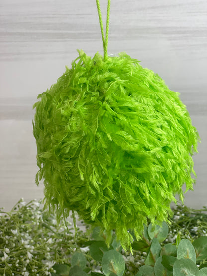 4.75 Inch Lime Green Furry Ornament Ball