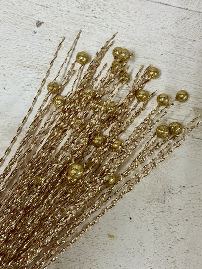 30 Inch Gold Tinsel And Ball Spray