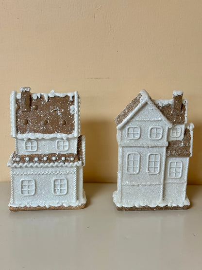 8.27 Inch Resin Glitter Gingerbread House Two Styles