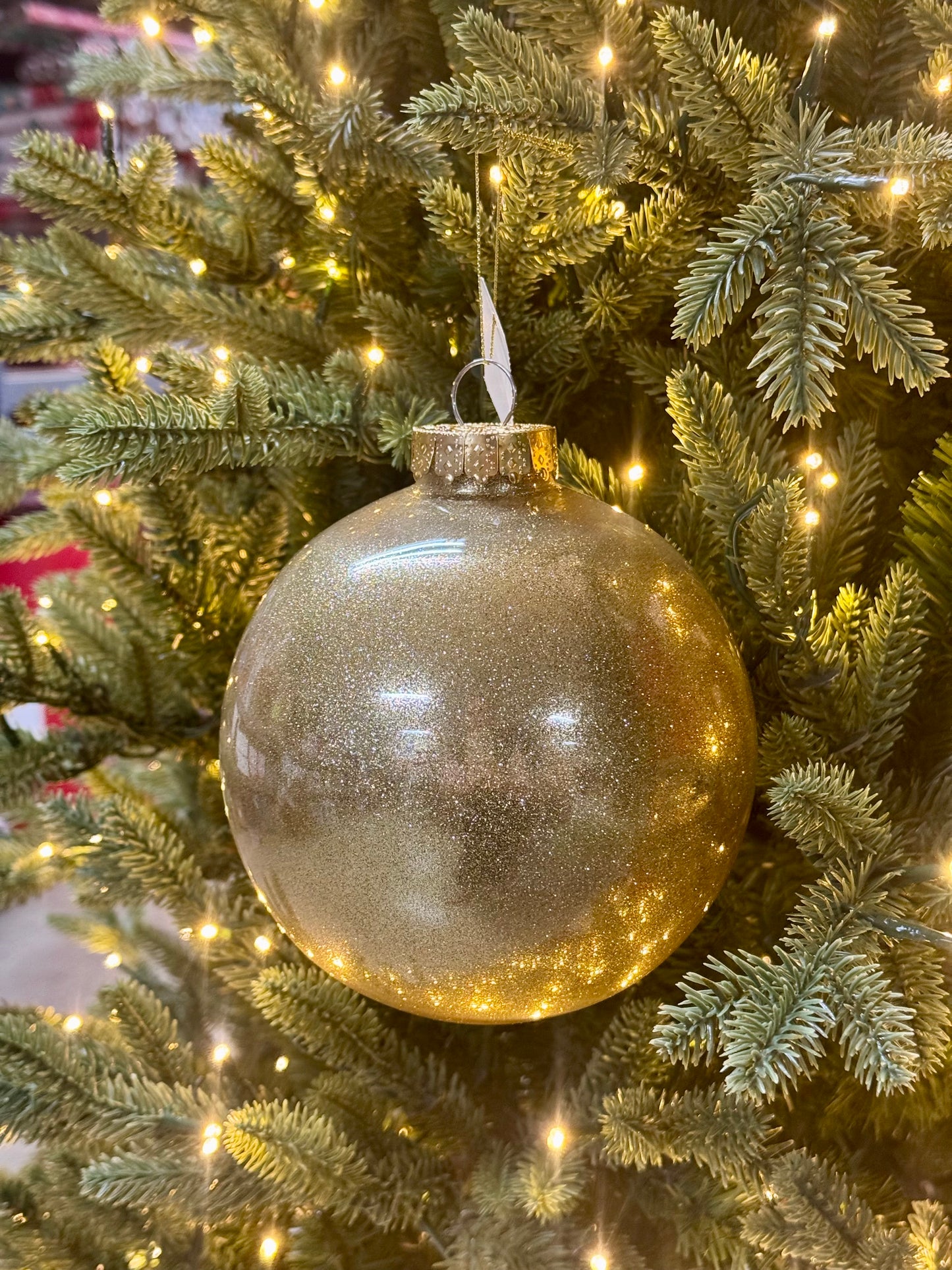 6 Inch Gold Glitter Laquer Look Ornament Ball