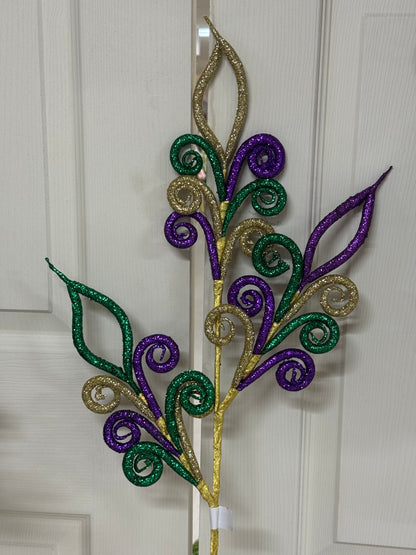 31 Inch Mardi Gras Pointed Curled Tubing Spray