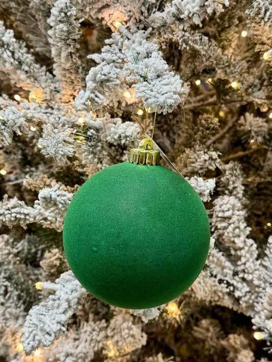 5 Inch Emerald Green Smooth Flocked Ornament Ball
