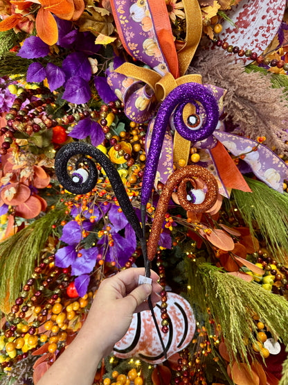 17.5 Inch Purple Orange Black Eyeball Curly Spray