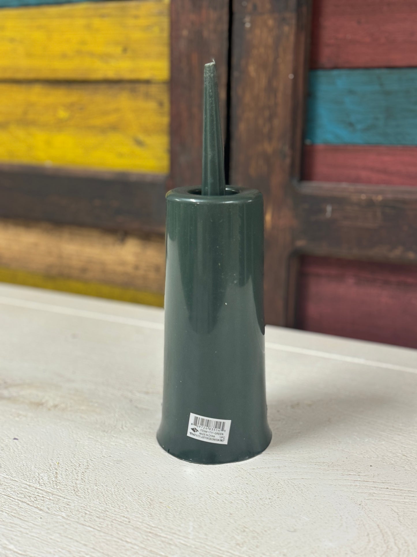 7.5 Inch Green Plastic Cemetery Cone Vase