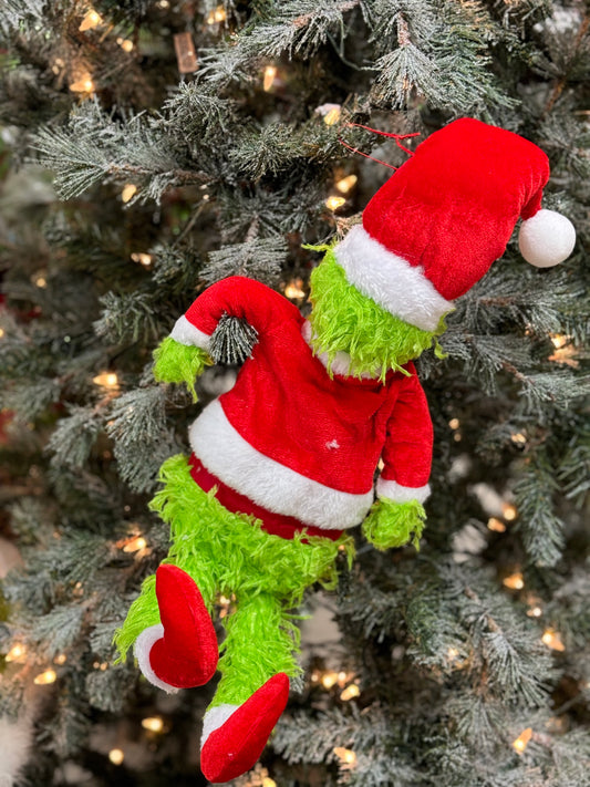 21 Inch Furry Green Monster In A Santa Suit