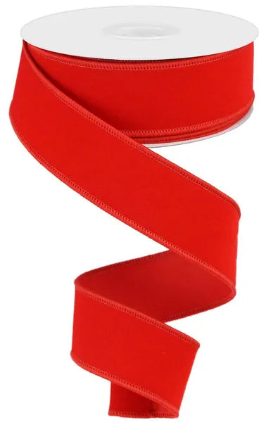 1.5 Inch By 50 Yard Bright Red Indoor Velvet Ribbon