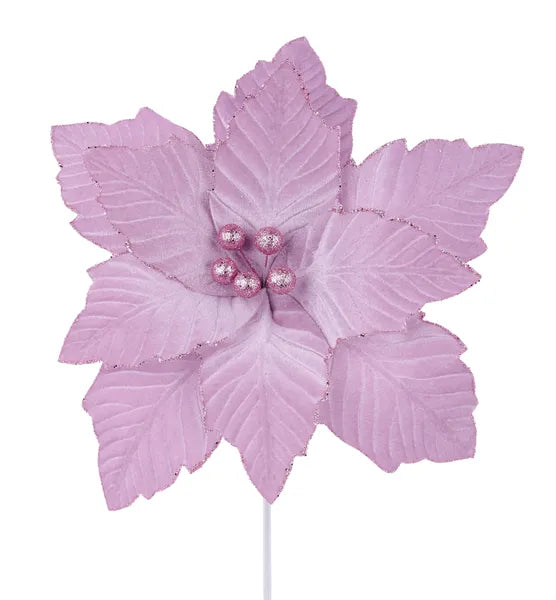 12.5 Inch Lavender Velvet Poinsettia