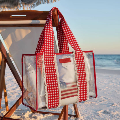 Case Mate Jelly Tote With Phone Pouch Clear Cherry Gingham Eyelet Ruffle